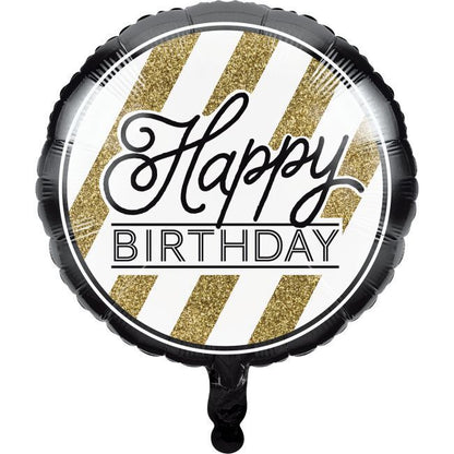 Black and Gold Happy Birthday Mylar, 18" Balloon*