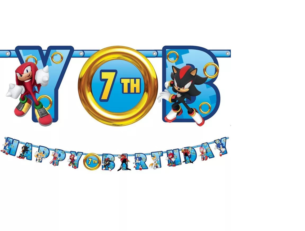 Sonic the Hedgehog Cardstock Birthday Banner Kit, 10.5ft