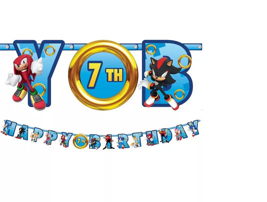 Sonic the Hedgehog Cardstock Birthday Banner Kit, 10.5ft