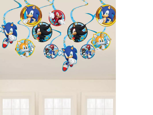 Sonic the Hedgehog Cardstock Swirl Decorations, 12ct