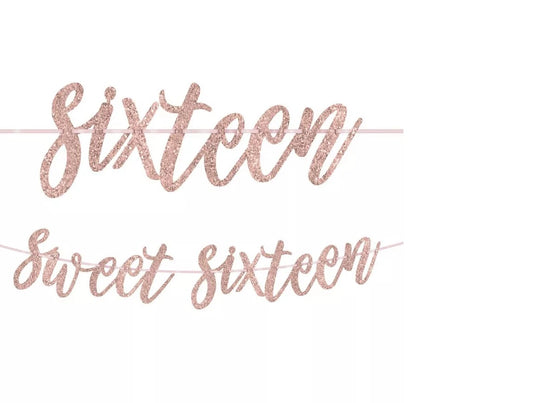 Glitter Gold Sweet 16 Birthday Banner