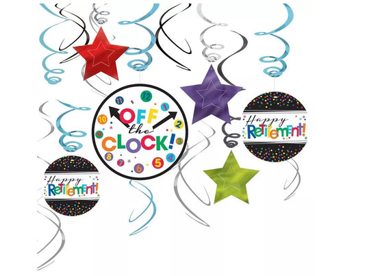 Happy Retirement Celebration Swirl Decorations 12ct (Cardstock & Foil Decorations)
