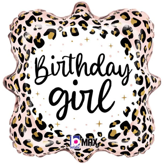 Birthday Girl Satin Leopard, 18" Balloon*