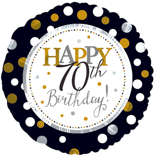 70th Birthday Gold/White 18in Mylar