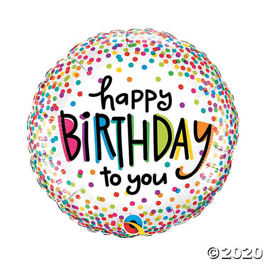 Happy Birthday Sprinkled dots 18'' balloon