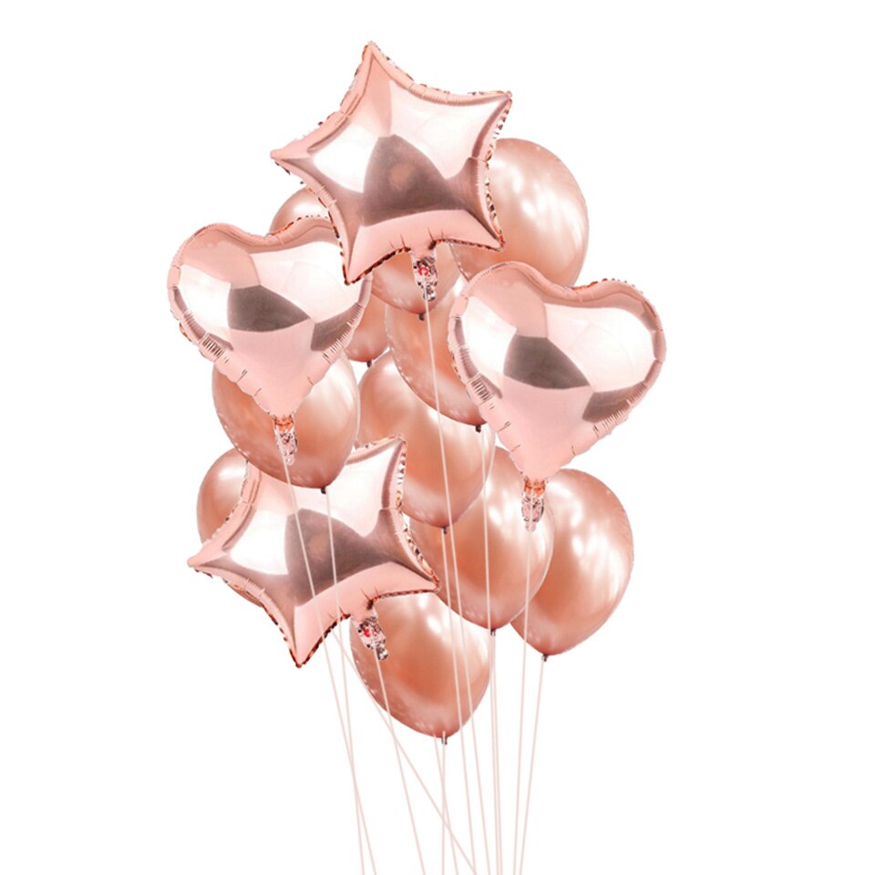 Rose Gold Shiny Balloon Bouquet 14pc.