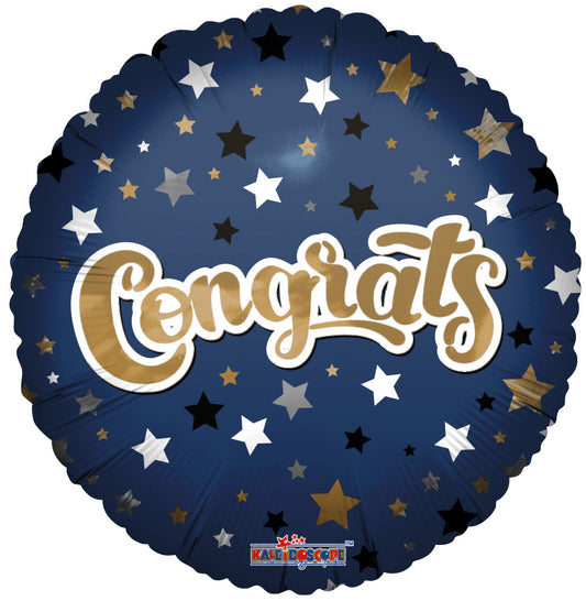 Congrats Stars Matte / Satin Mylar Balloon, 18"