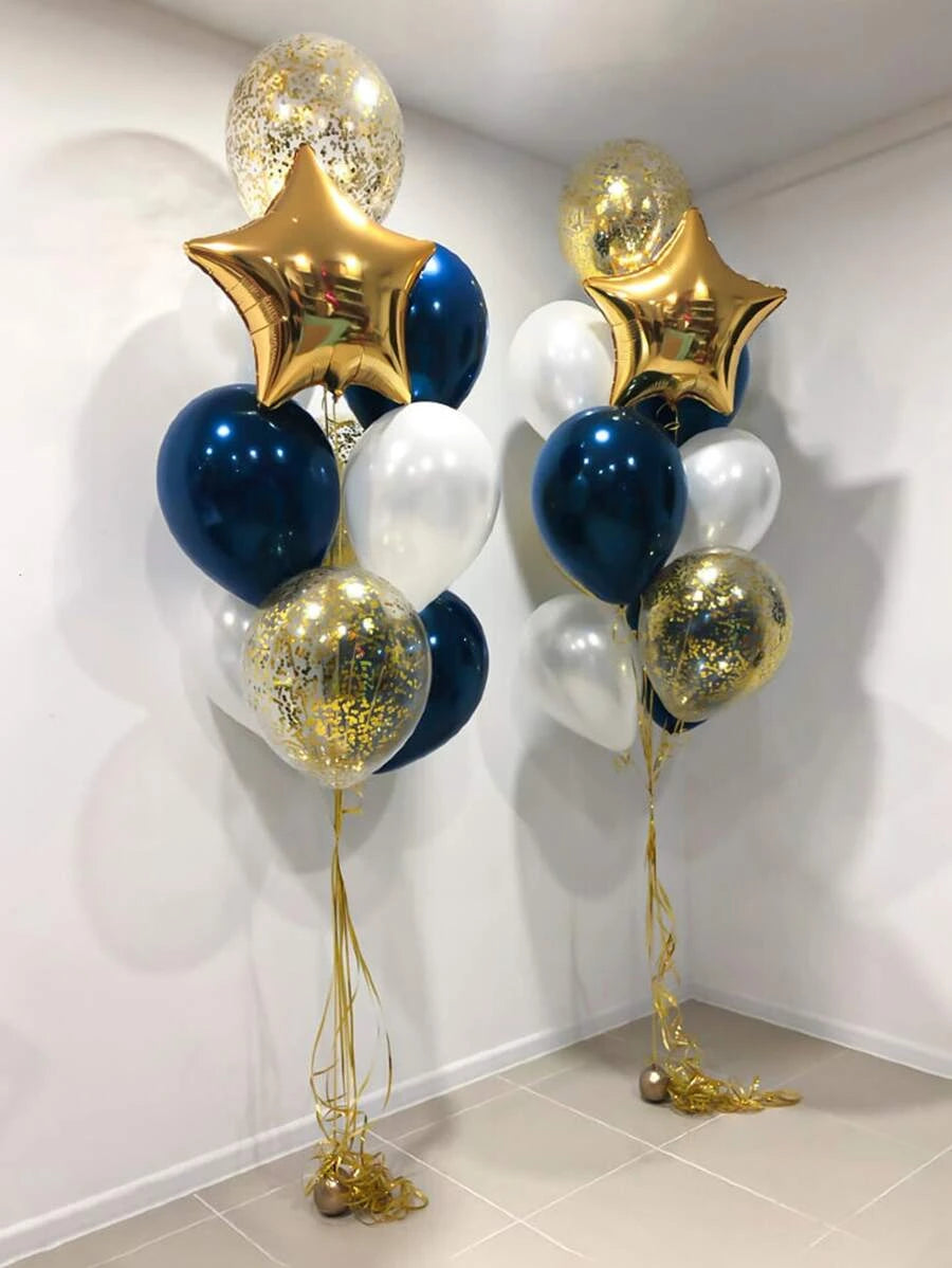 Navy & Gold Confetti Bouquet 2-Sets of 18pc
