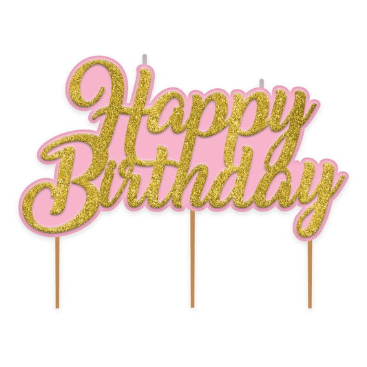 Glitter Gold & Pink Sweet 16 Birthday Candle