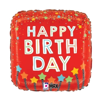 Red Happy Birthday Candles Confetti, 18" Balloon*