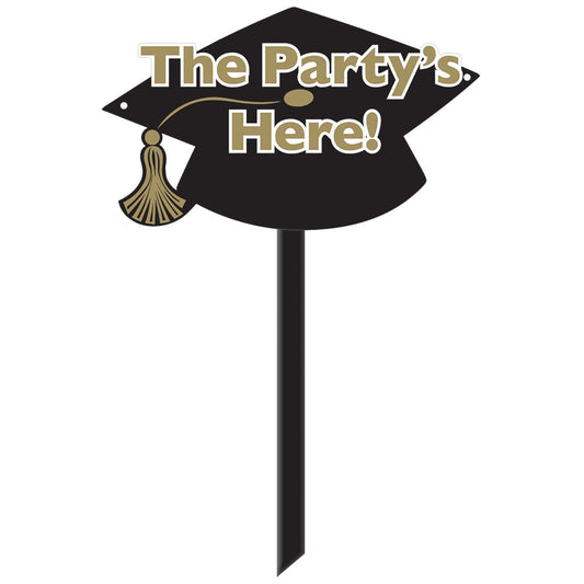 Grad Value Yard Sign - Black & Gold