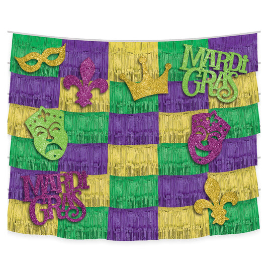 Mardi Gras Fringe Decoration Backdrop w/ Cutouts*