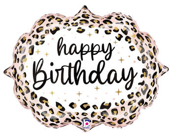 Happy Birthday Satin Leopard , 27" Balloon*