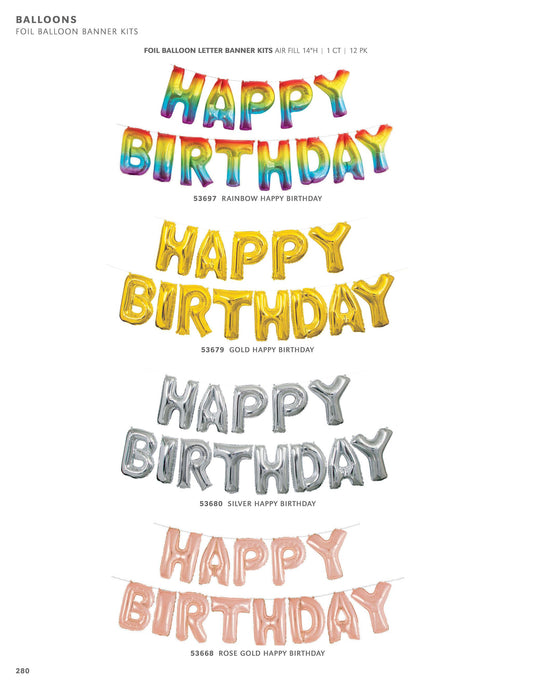 Happy Birthday Foil Balloon Banners/ garland