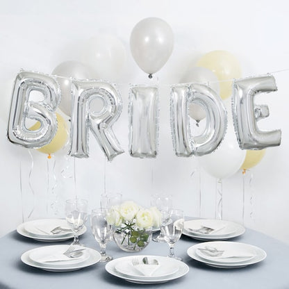 Foil Silver Bride Letter Balloon Banner Kit