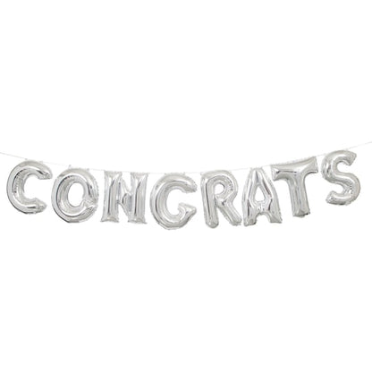 Silver Congrats Letter Balloon Banner Kit