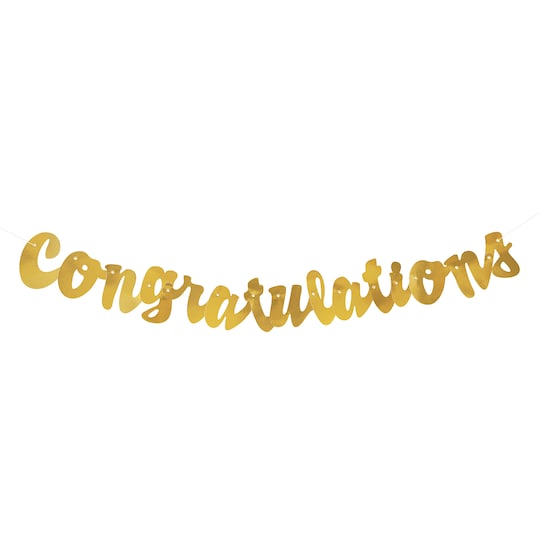 Gold Script Congratulations Banner – Gonzales Party Store