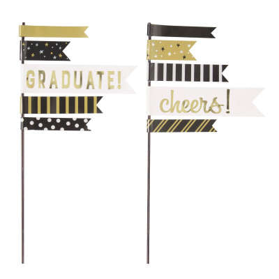 You Did It! Graduation Pennant Flag Cake Toppers 2ct