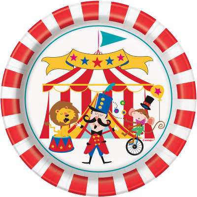 Circus Carnival Round 7" Dessert Plates 8ct