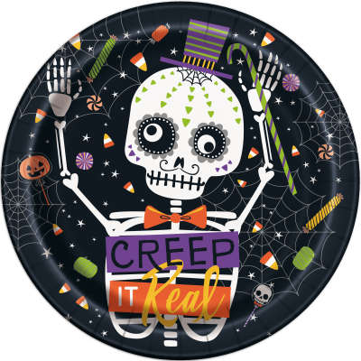 Skeleton Trick or Treat Round 9" Dinner Plates 8ct