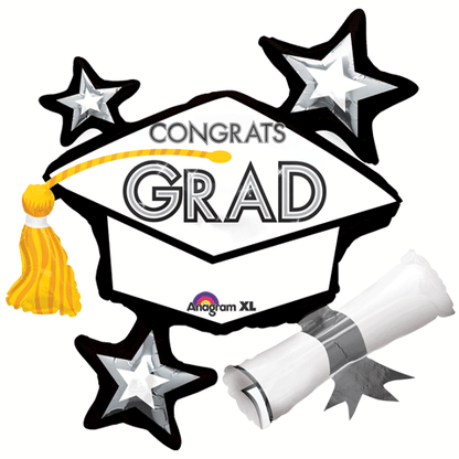 (Multiple Color Options) Gold Star Graduation Cap Graduation Balloon, 31in*