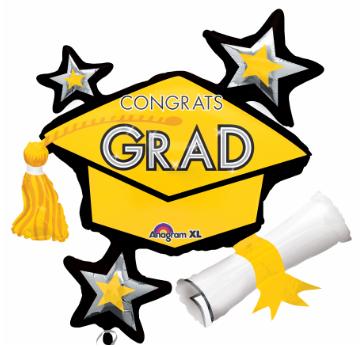 (Multiple Color Options) Gold Star Graduation Cap Graduation Balloon, 31in*