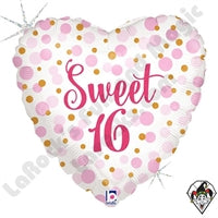 Heart Glitter Sweet 16 Foil Balloon