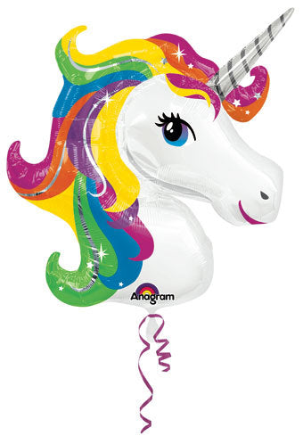 Rainbow Unicorn Balloon 33in x 29in - Giant