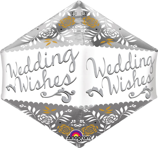 Wedding Wishes Diamond Shaped Mylar