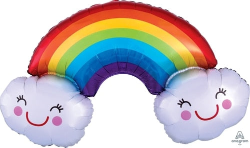 Rainbow with Smiley Clouds Balloon