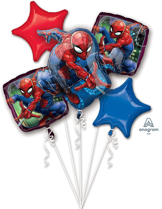 SpiderMan Bouquet Foil Balloon, 5 pc
