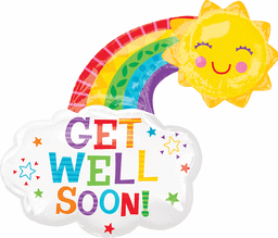 Get Well Happy Sun Rainbow, 30" Mylar