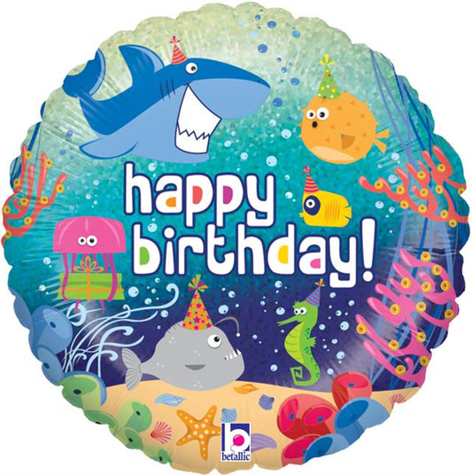 Ocean Birthday Holographic 18 Inch Foil Balloon