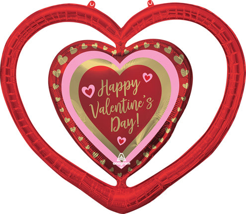Valentine Golden Hearts Open Heart Balloon, 36"