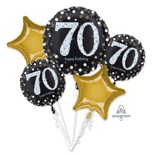 70th Birthday Balloon Bouquet 5pc - Sparkling Celebration