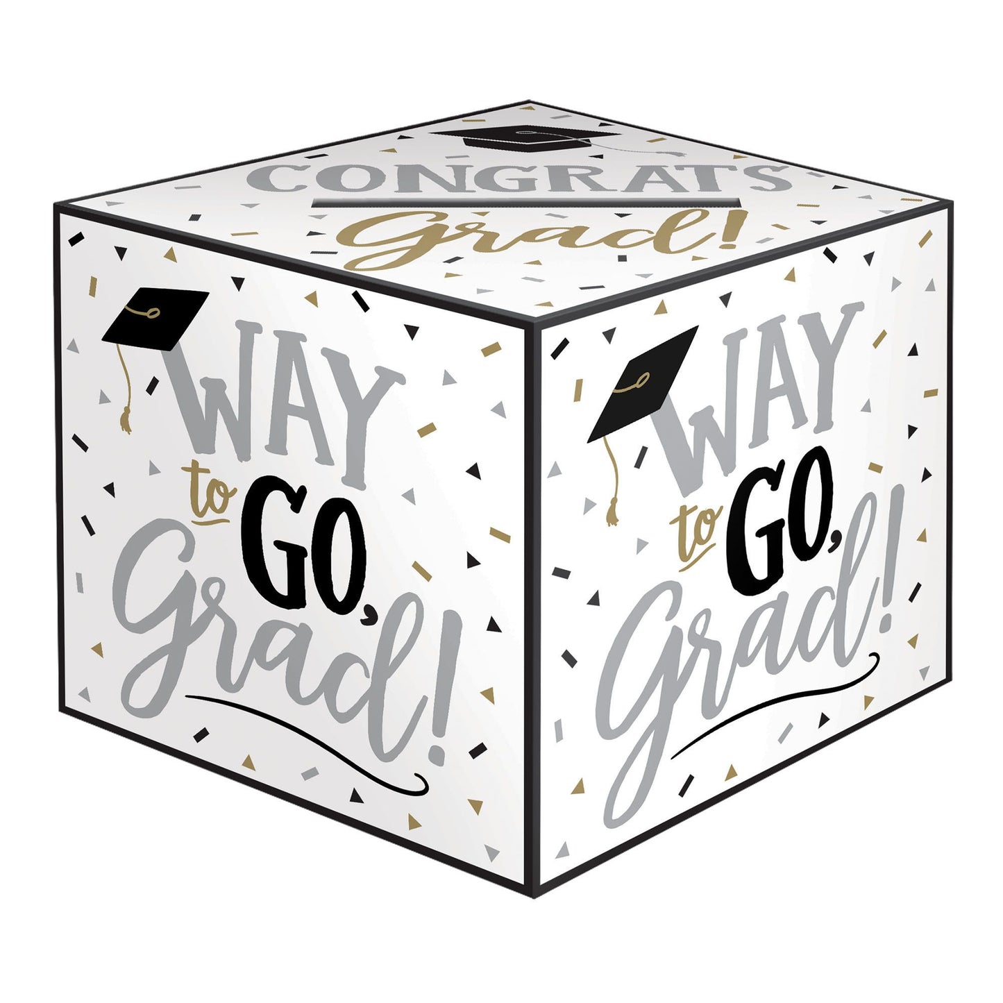 Greeting Card Holder Box Hot-Stamped Black and White Grad