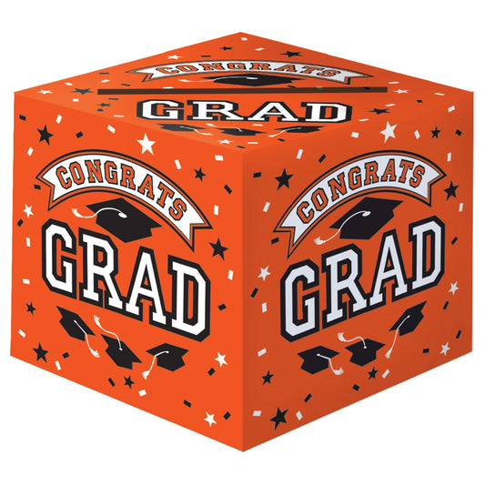 Greeting Card Holder Box Hot-Stamped Orange Black and White Grad