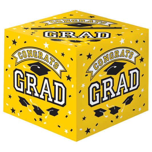 Greeting Card Holder Box Hot-Stamped Yellow Black and White Grad