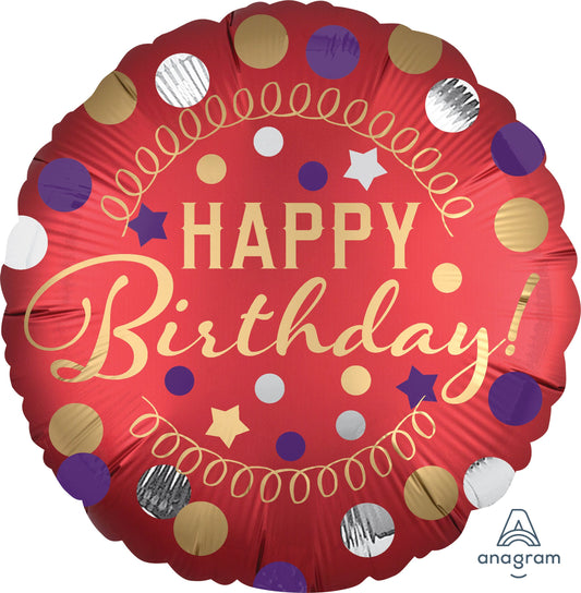 Happy Birthday Red Satin Party, 18" Balloon*