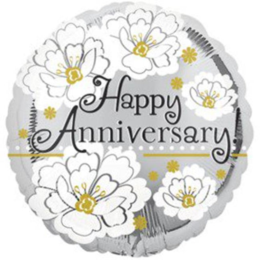 18' happy anniversary flowers Mylar Balloon