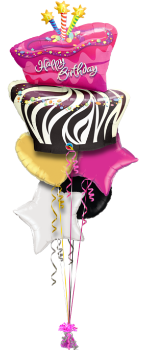 Zebra Stripe Cake Bouquet Set 5pc. 41'' Balloon