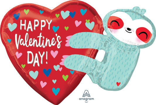 Happy Valentine's Day Sloth Foil 30" Balloon