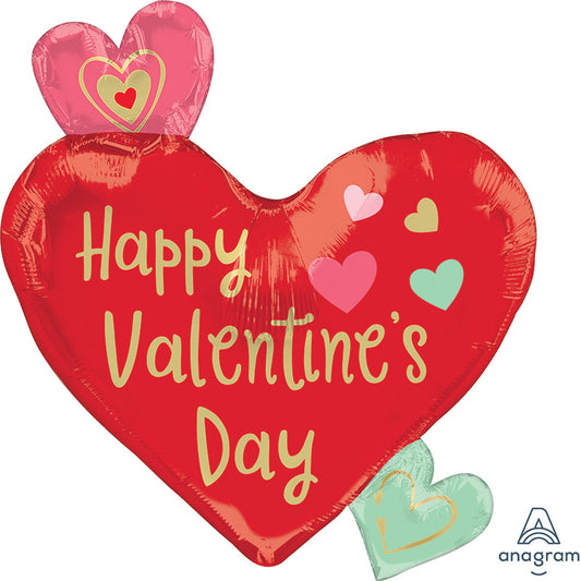 22" Happy Valentine's Day Heart Trio Foil Balloon