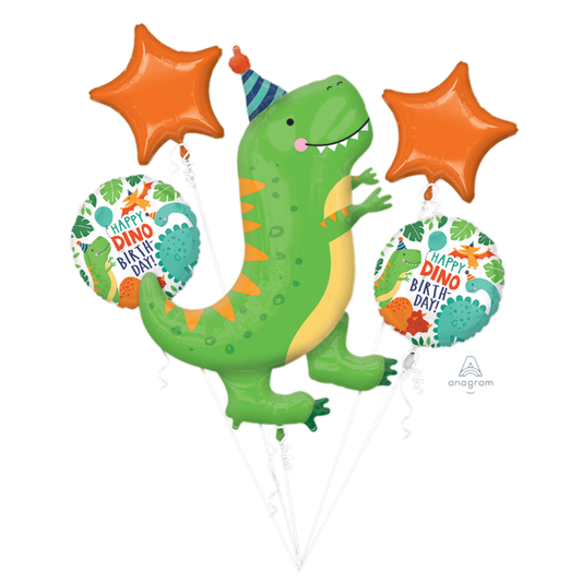 Dino-mite (Dinosaur) Birthday Party Foil Balloon Bouquet