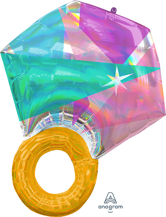 Iridescent Wedding Ring Holographic Foil Balloon