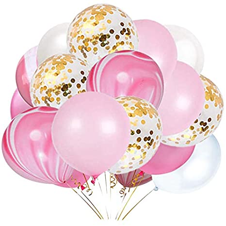 Pink Marble Swirl W/ Gold Confetti Bouquet 16pc
