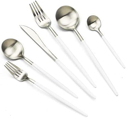 Copy of White • Silver Plastic Cutlery Set | 32 Pieces