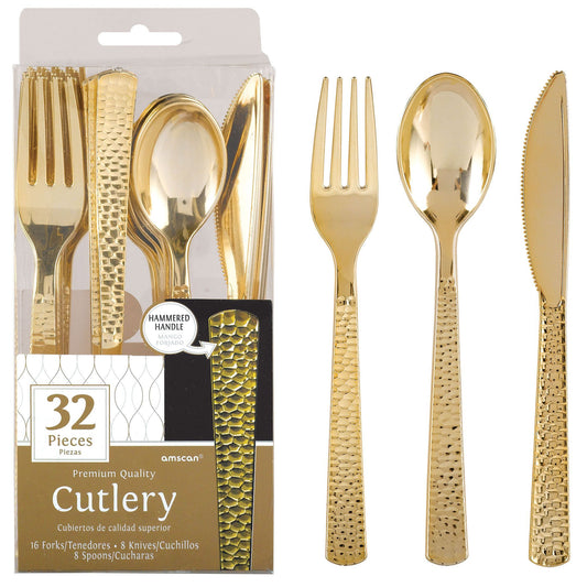 Gold Hammered Cutlery - Assortment