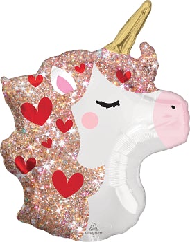 Sparkly Heart Valentines Unicorn, 18" inch