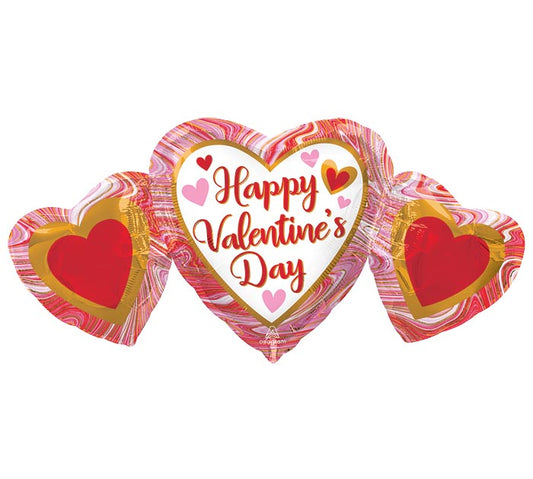 Pink Marble Hearts Balloon